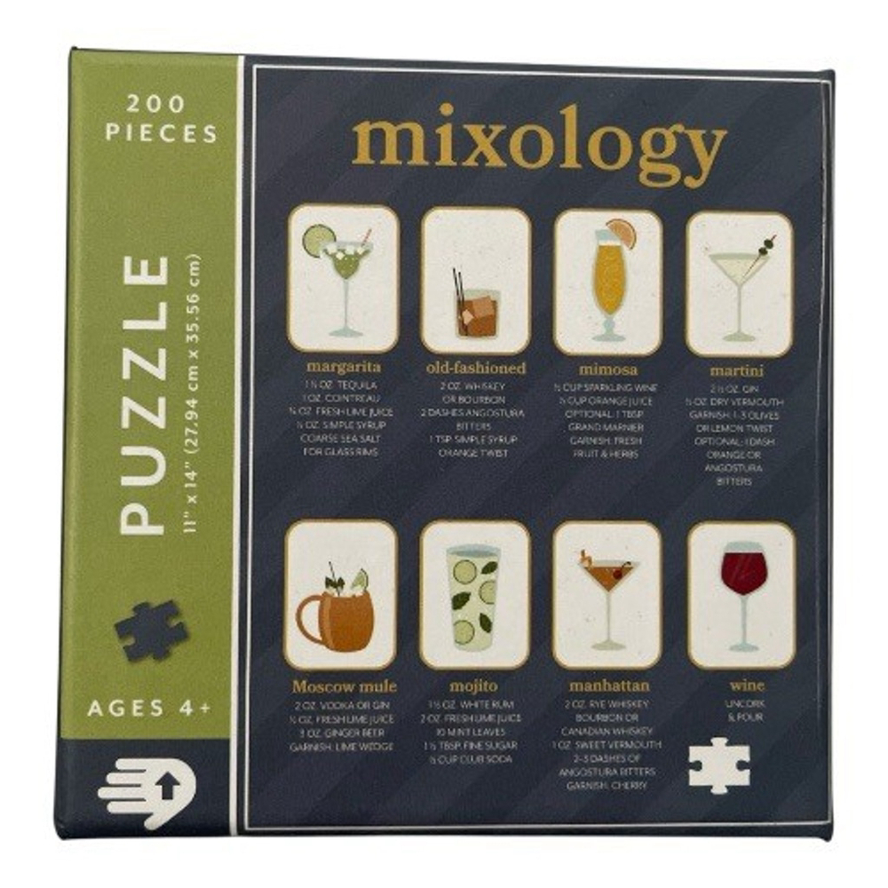 Mixology 200 Piece Jigsaw Puzzle Mixed Drinks & Their Recipes Sealed FREE 🎁